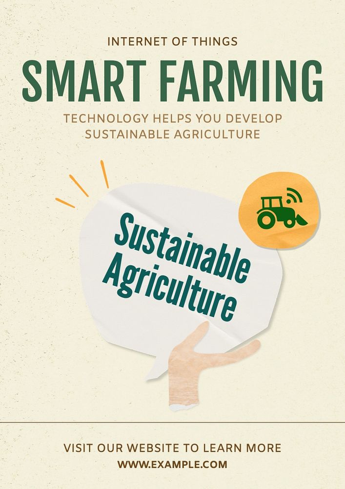 Smart farming poster template, editable text and design