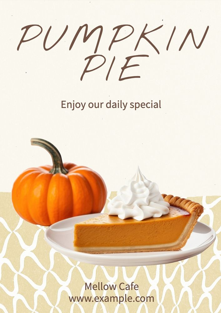 Pumpkin pie poster template, editable text and design