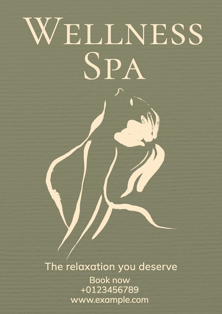 Wellness spa poster template, editable text and design