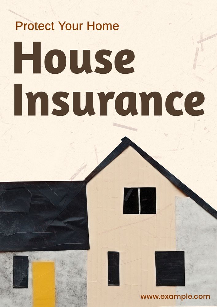 House insurance poster template, editable text and design