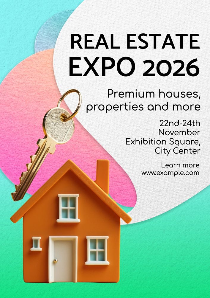 Real estate expo poster template, editable text and design