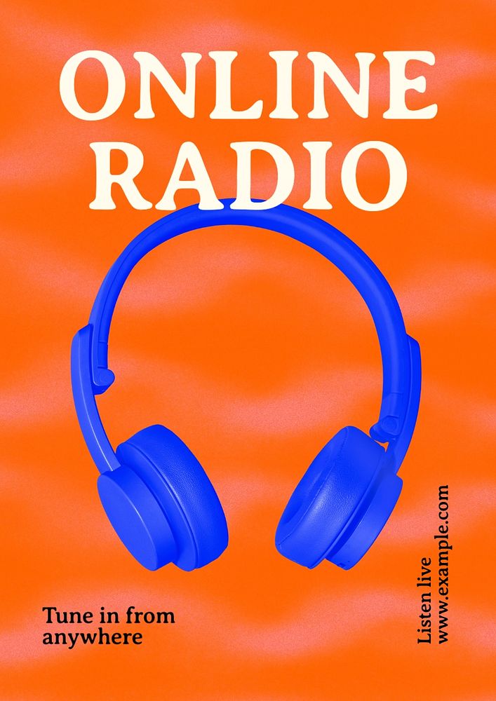 Online radio poster template, editable text and design