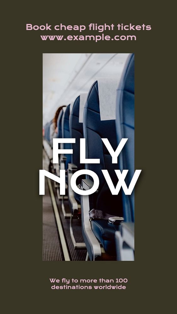 Fly now Instagram story template, editable text