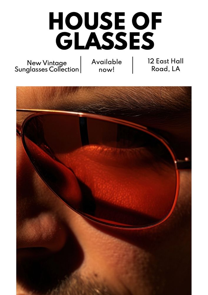 Vintage sunglasses poster template, editable text and design