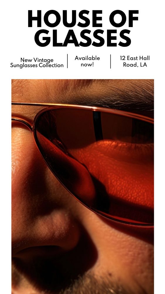 Vintage sunglasses Instagram post template, editable text