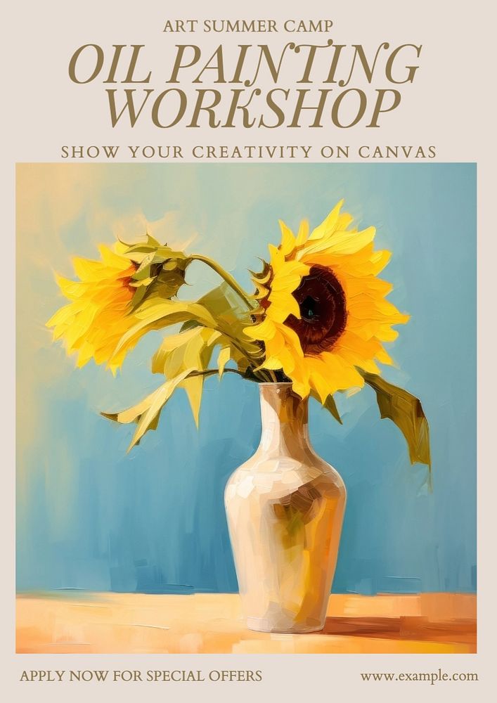 Art workshop poster template, editable text and design