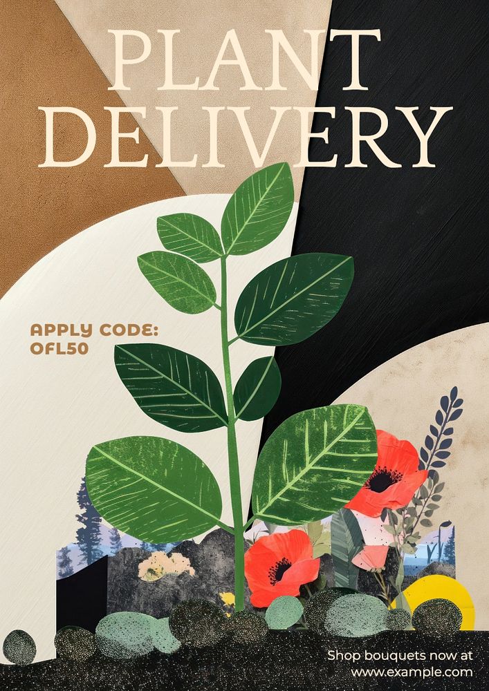 Plant delivery poster template, editable text and design