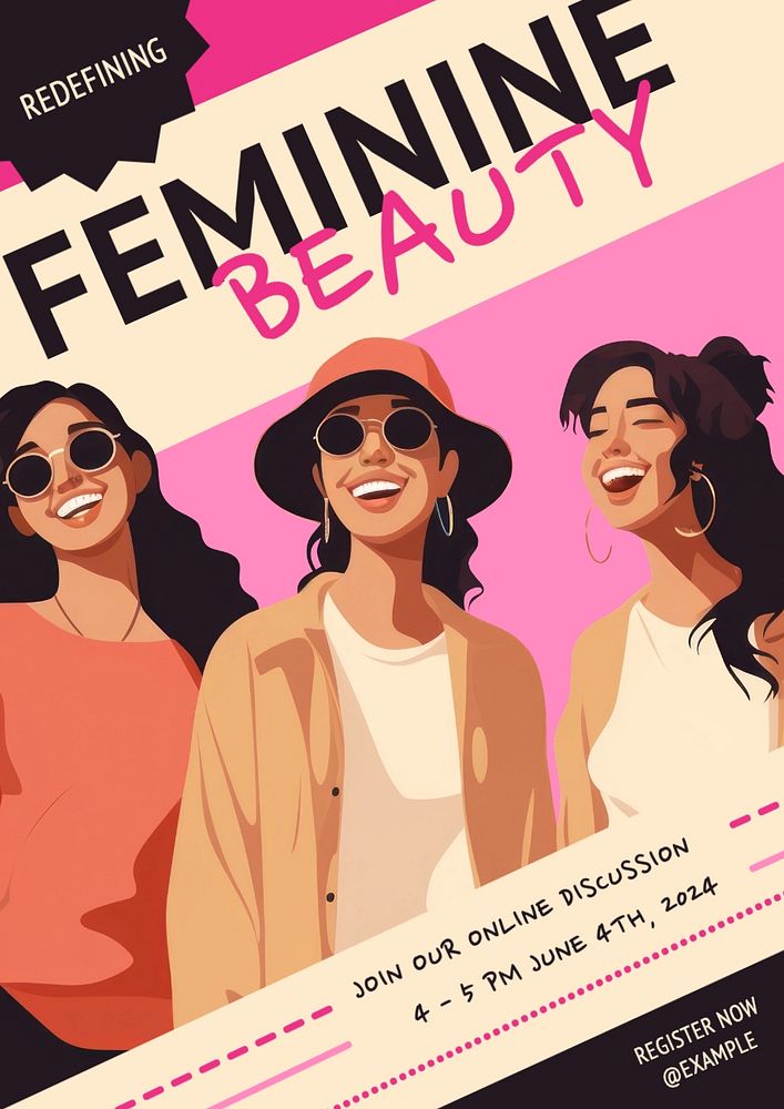 Female beauty webinar poster template, editable text and design