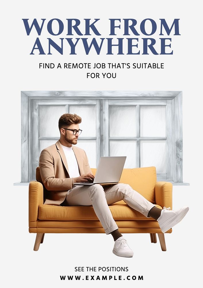 Work from anywhere poster template, editable text and design