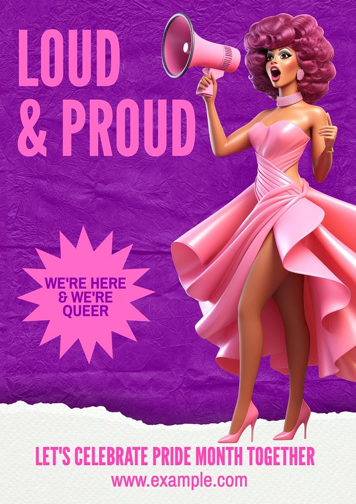 Loud & proud poster template, editable text and design