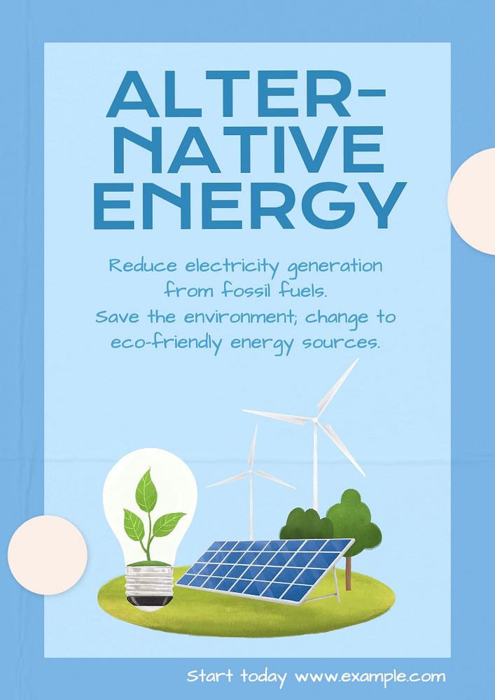 Alternative energy poster template, editable text and design