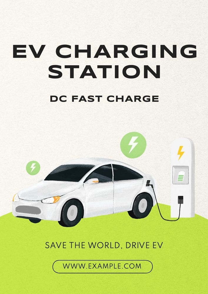 EV charging poster template, editable text and design