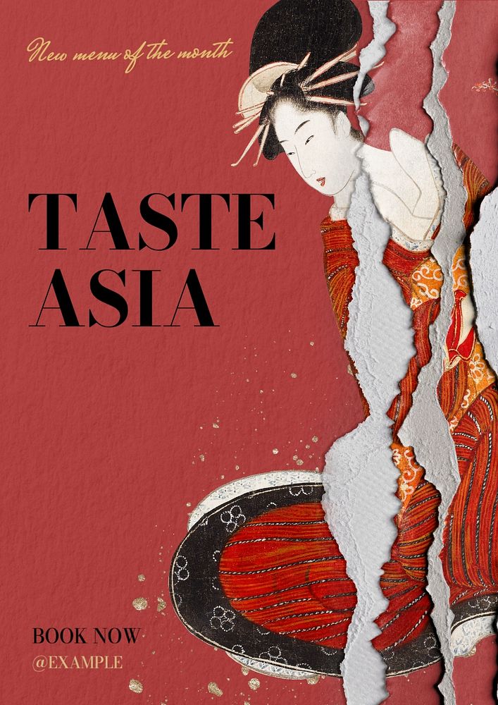 Taste asia poster template, editable text and design