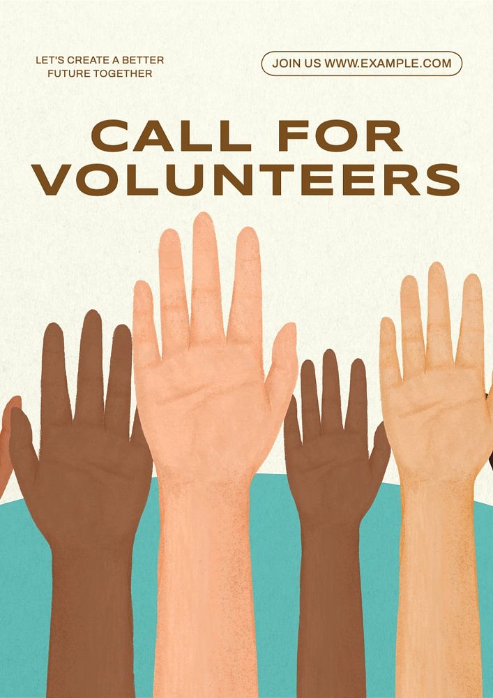 Call for volunteers poster template, editable text and design