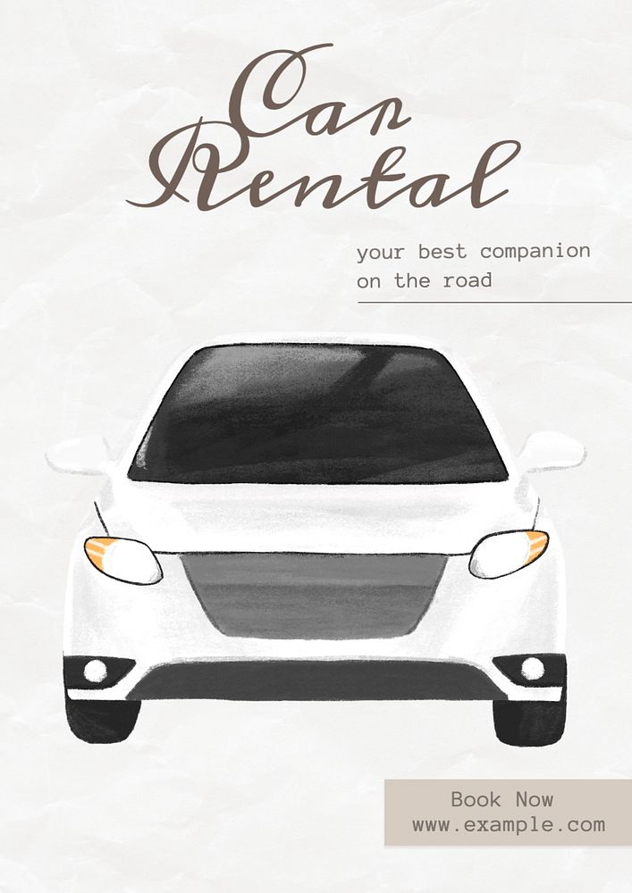 Car rental poster template, editable text and design