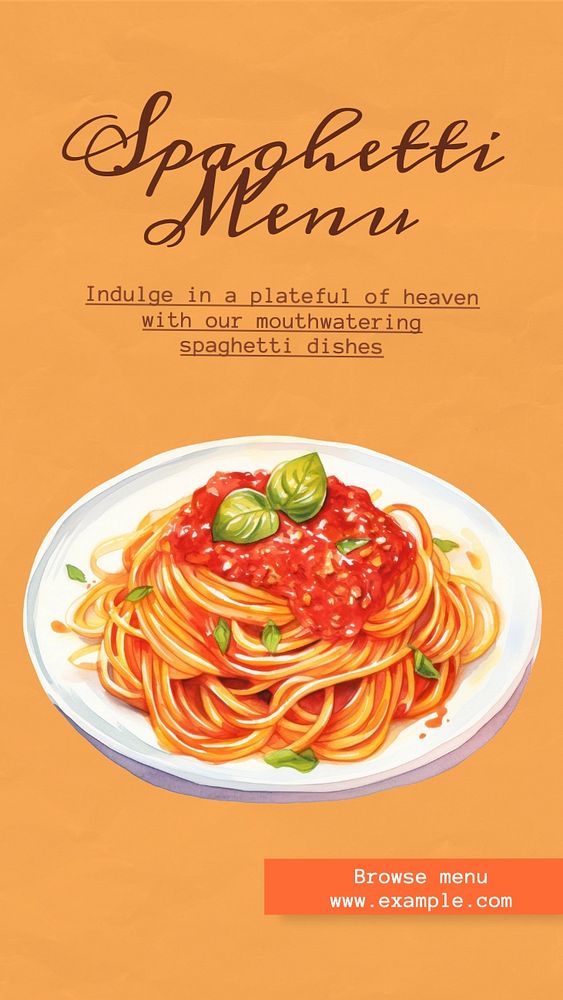 Spaghetti menu Instagram story template, editable text
