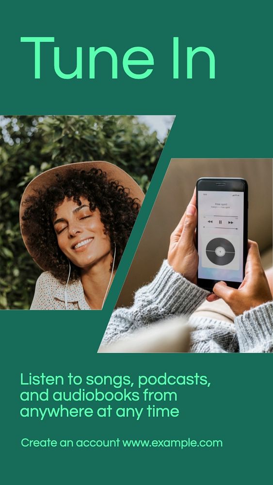 Tune in Instagram story template, editable text