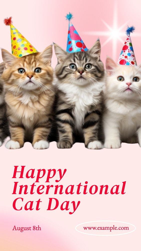 International cat day Instagram story template, editable text