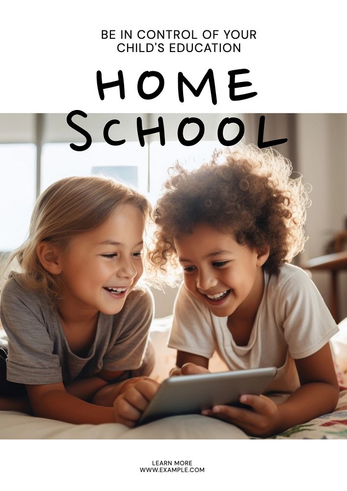 Home school poster template, editable text and design