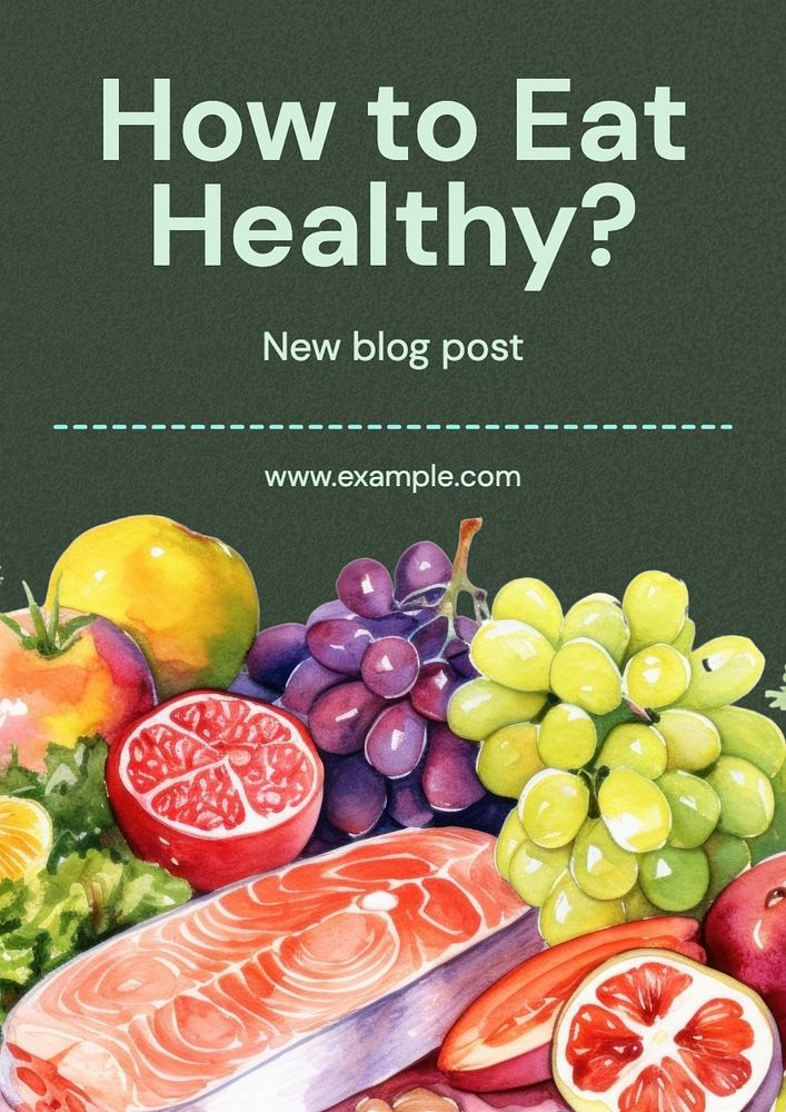 Healthy eating poster template, editable text and design