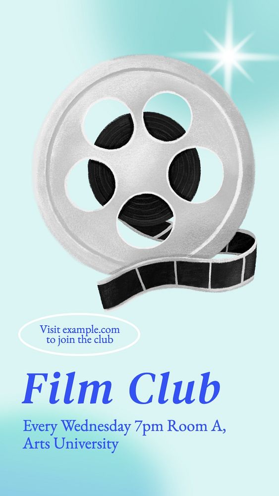 Film club Instagram story template, editable text