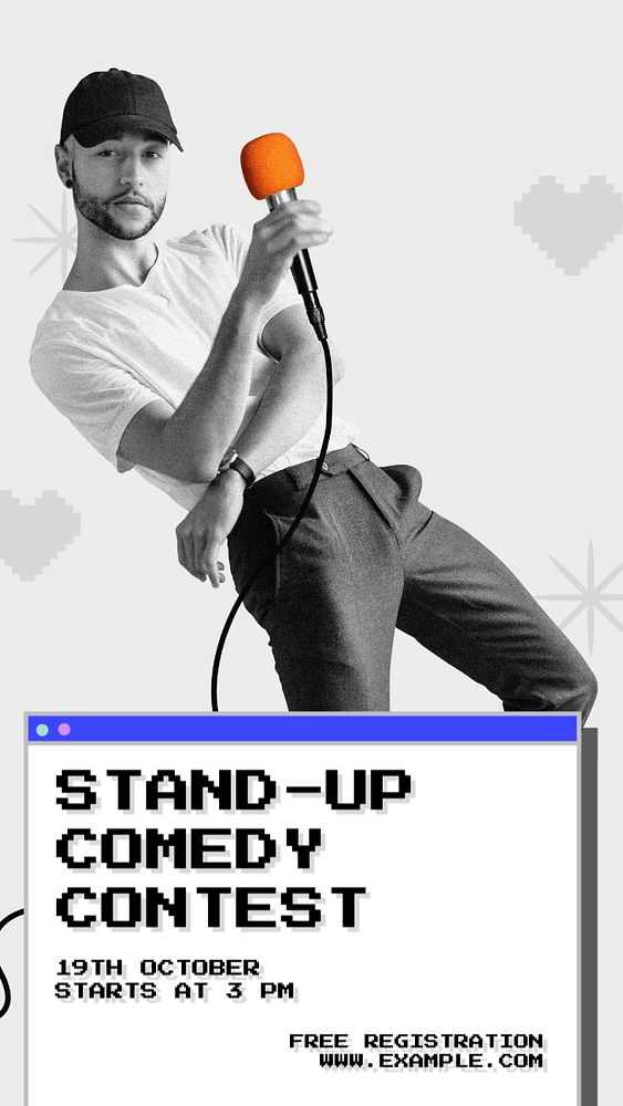 Stand up comedy contest Instagram story template, editable text