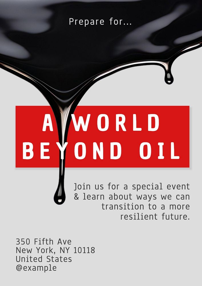 Earth oil environment poster template, editable text and design