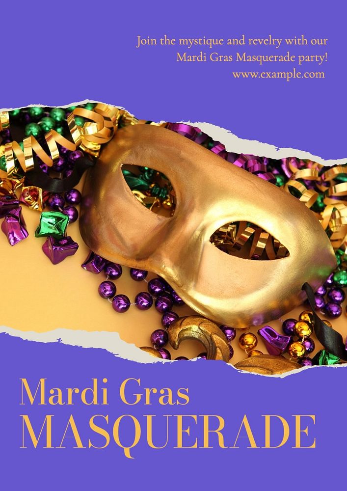 Mardi gras poster template, editable text and design