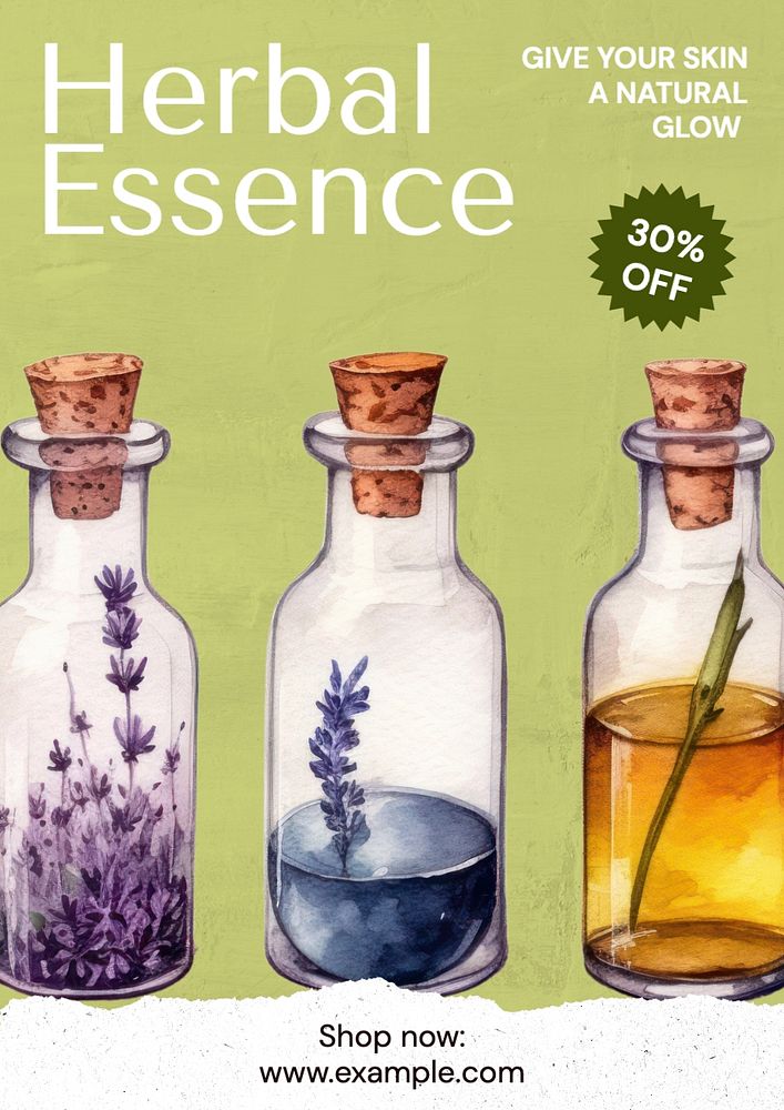 Herbal essence poster template, editable text and design