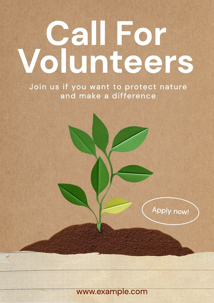 Call for volunteers poster template, editable text and design