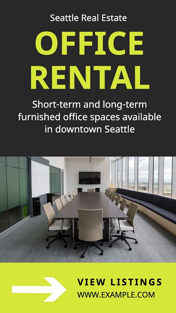 Office rental Instagram post template, editable text