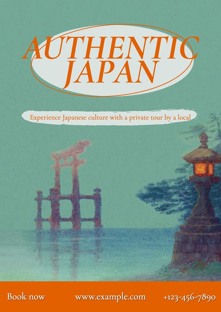 Authentic Japan poster template, editable text and design