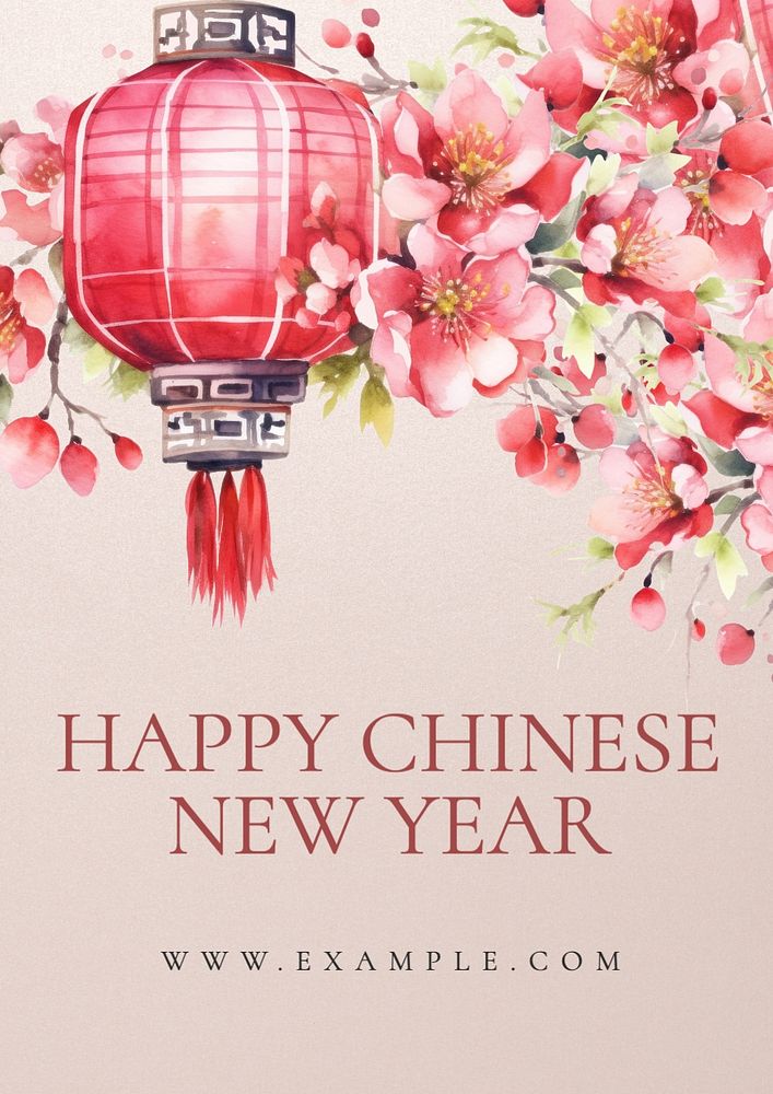 Happy Chinese new year poster template, editable text and design