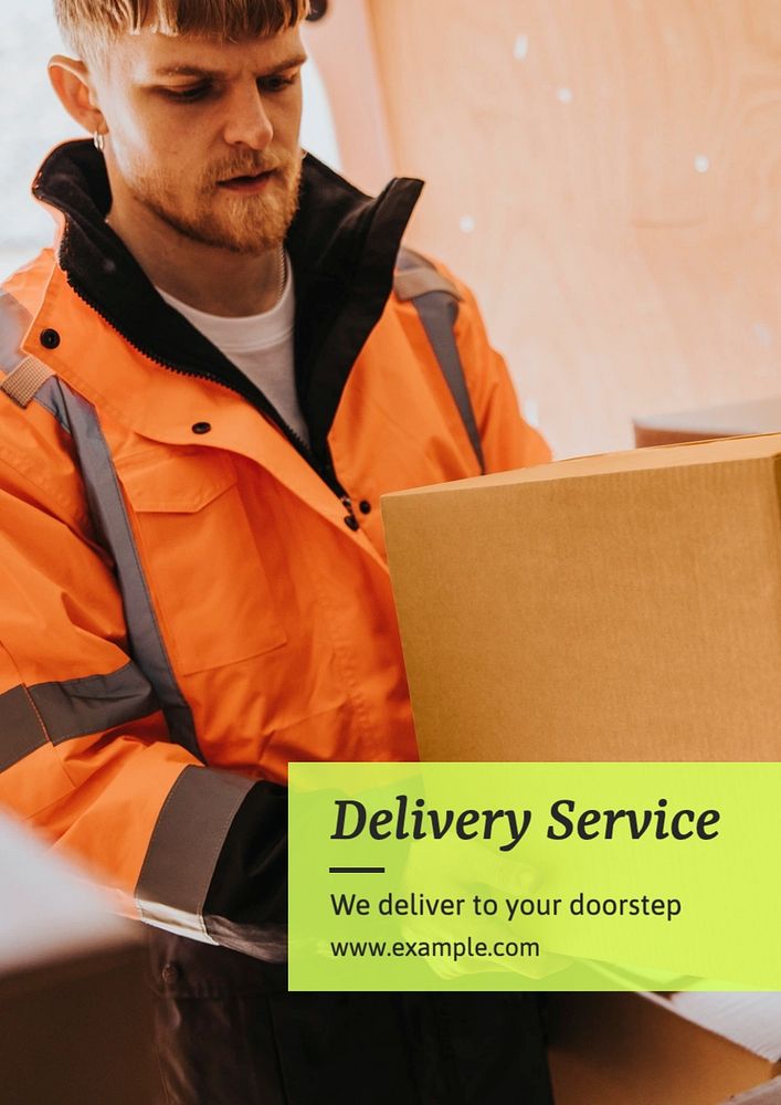 Delivery service poster template, editable text and design