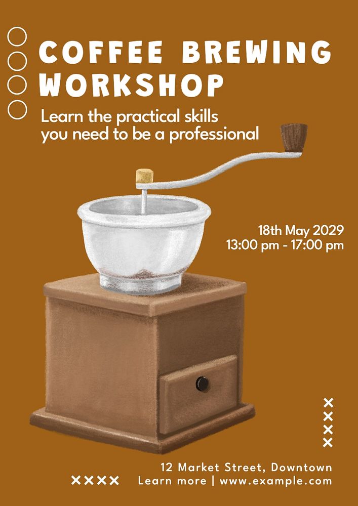 Coffee brewing workshop poster template, editable text and design