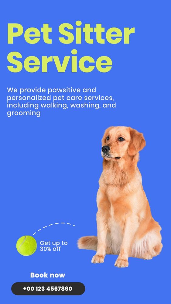 Pet sitter service social story template, editable Instagram design