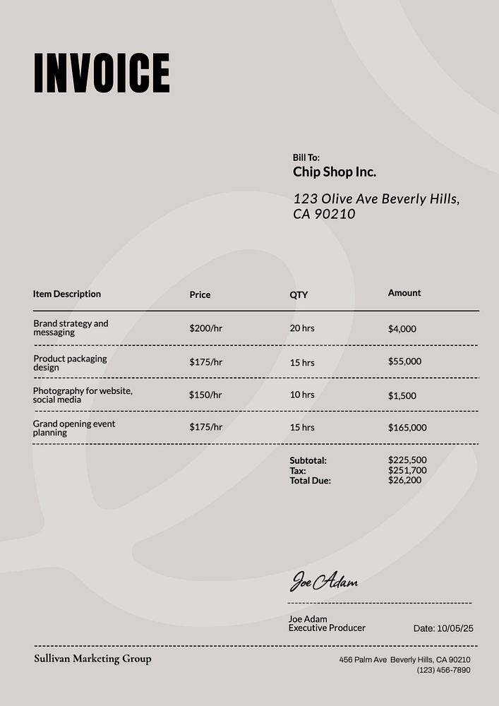 Marketing invoice template, finance & accounting design