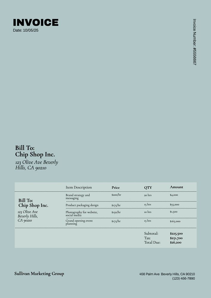 Marketing invoice template, finance & accounting design