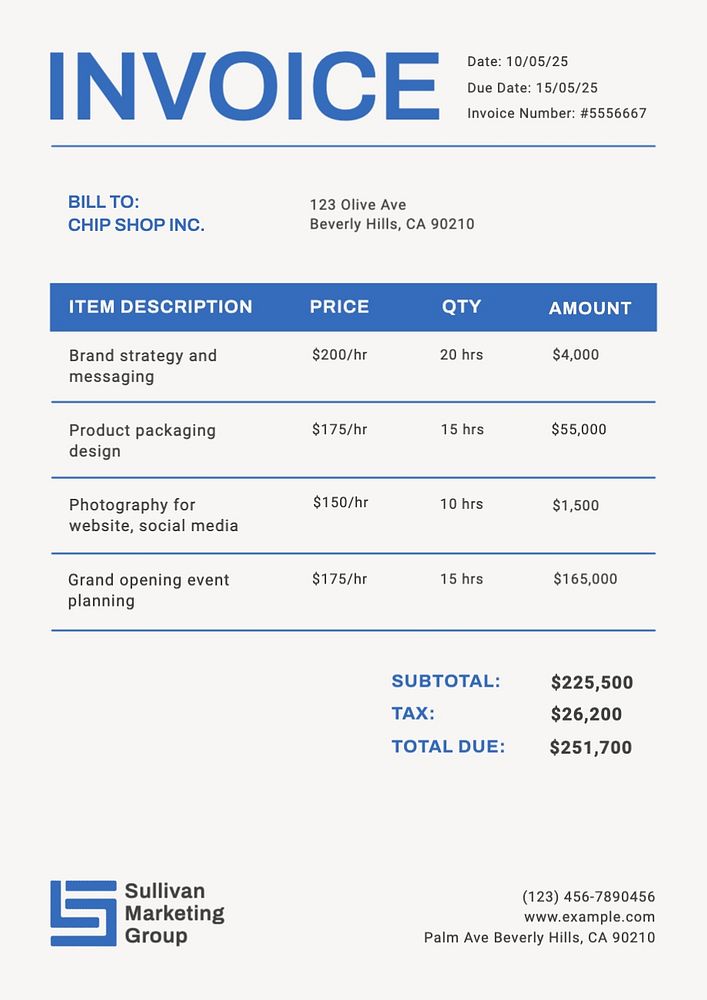 Marketing service invoice template, finance & accounting design