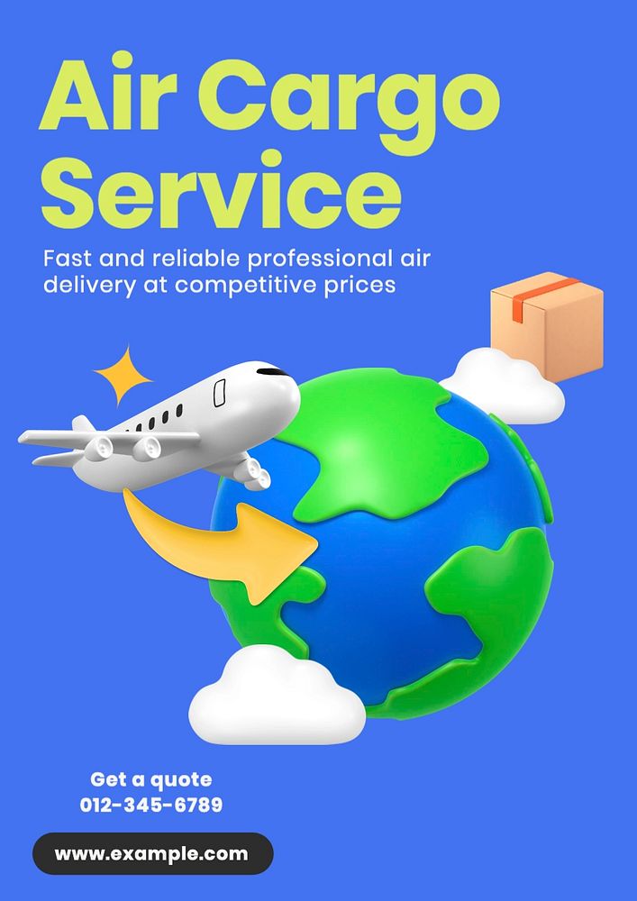 Air cargo service poster template, editable text and design