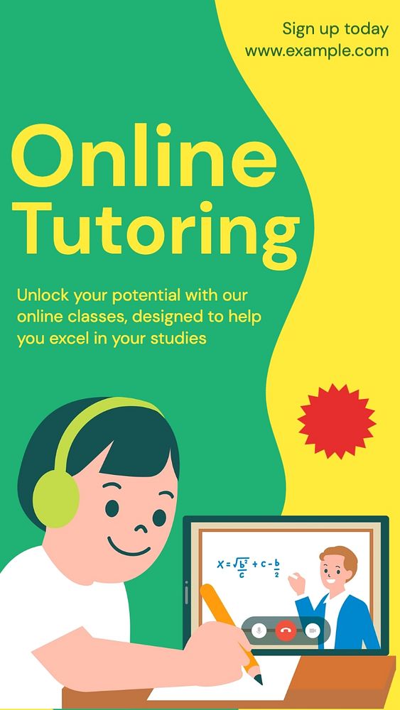 Online tutoring social story template, editable Instagram design