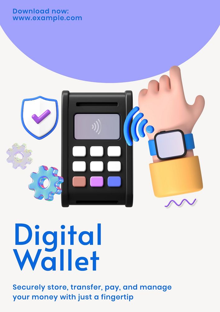 Digital wallet poster template, editable text and design