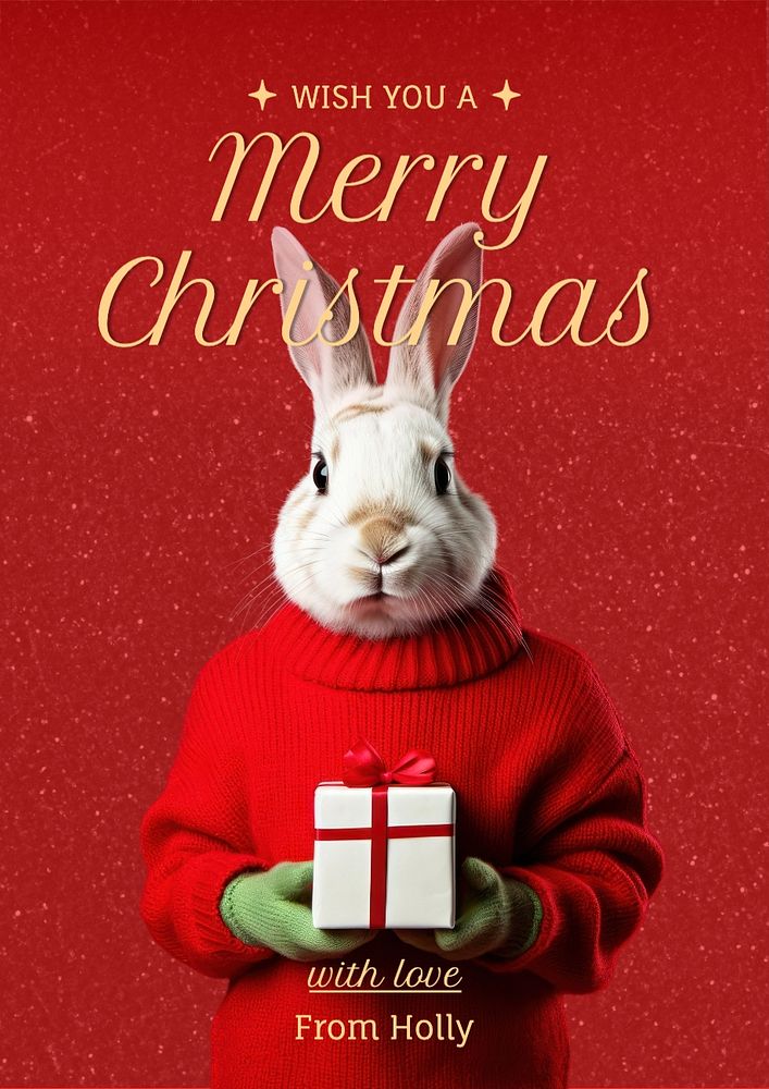 Merry Christmas poster template, editable text and design