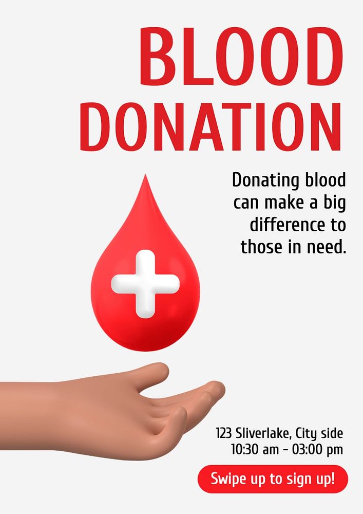 Blood donation poster template, editable text and design