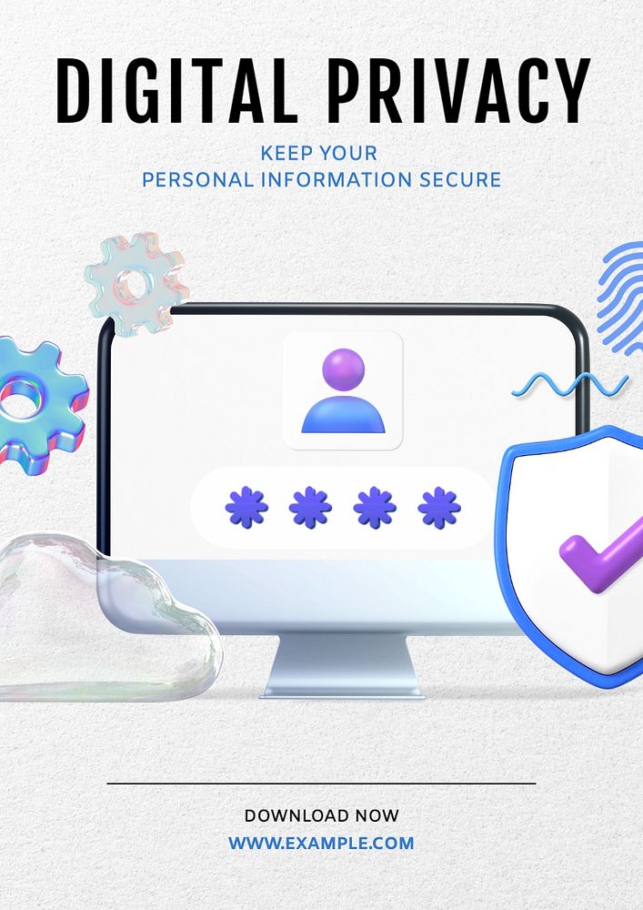 Digital privacy poster template, editable text and design