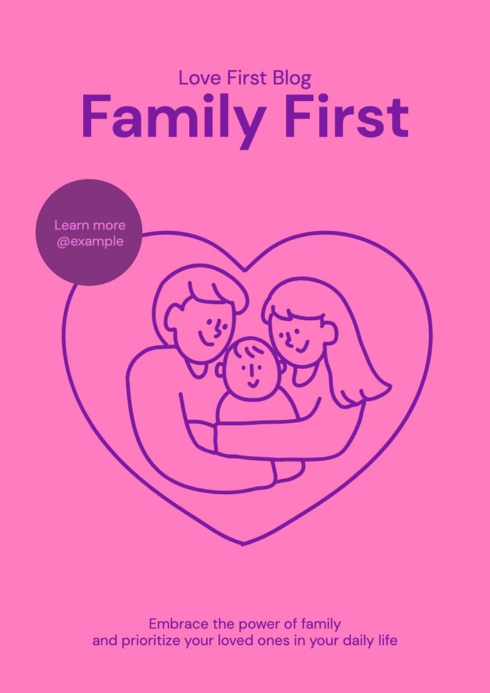 Family first poster template, editable text and design