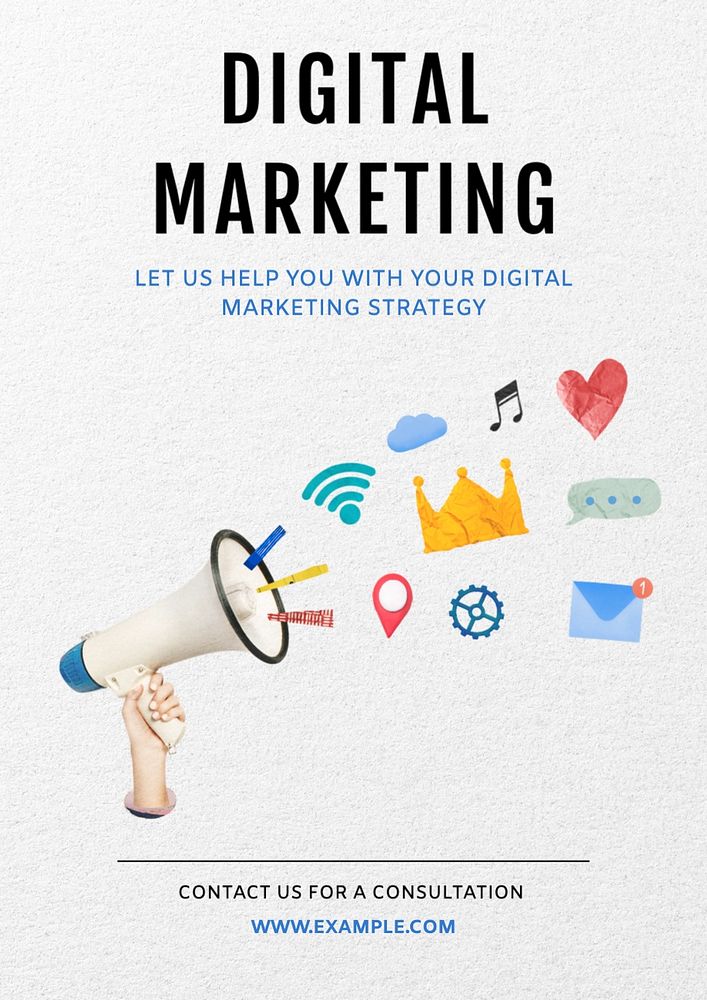 Digital marketing poster template, editable text and design