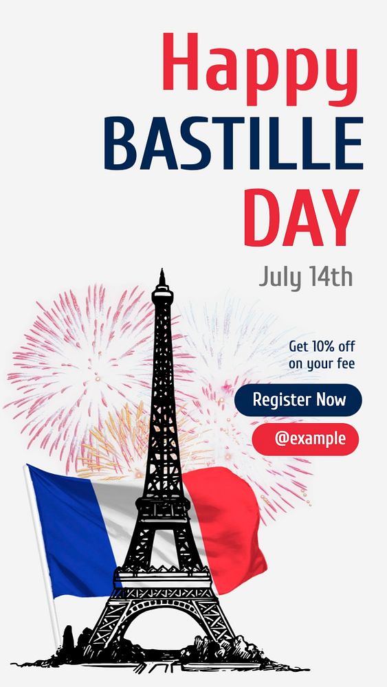 Bastille day social story template, editable Instagram design