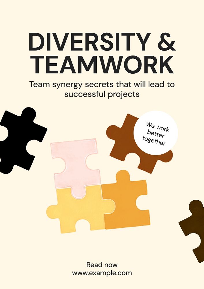 Diversity work teamwork poster template, editable text and design