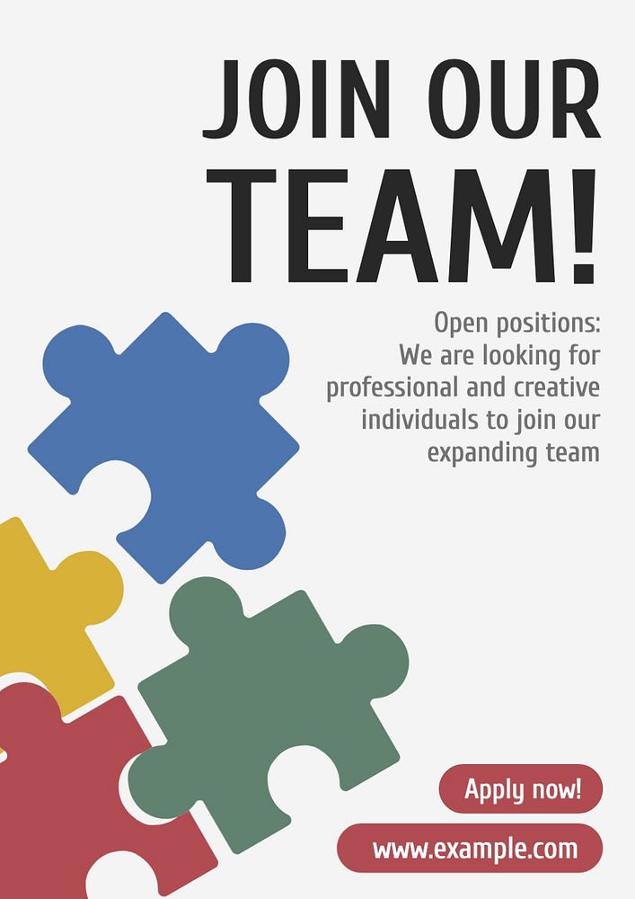 Join our team poster template, editable text and design